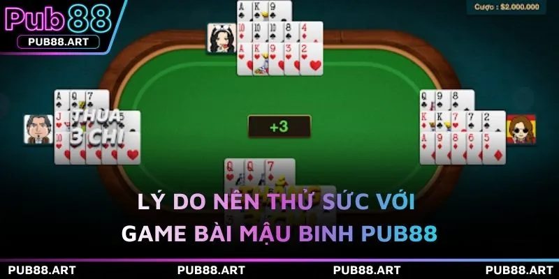 Lý do nên thử sức với game bài Mậu Binh PUB88 
