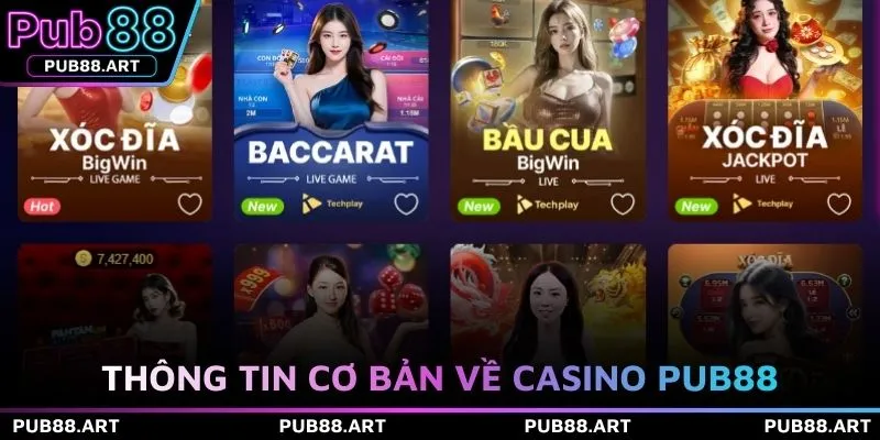 Thông tin cơ bản về casino PUB88